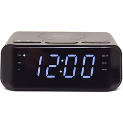 Groov-e GVWC06BK Atlas Alarm Clock Radio with Wireless Charging Pad - Black, 13.0 cm*5.0 cm*17.0 cm