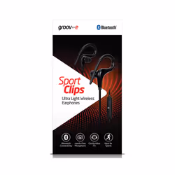 Groov-e Sport Clips Ultra Light Wireless Bluetooth Earphones - Black