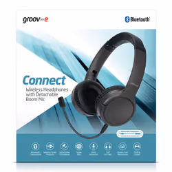 Groov-e Connect Wireless Headphones with Detachable Boom Microphone