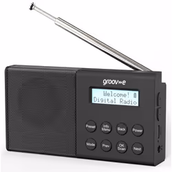 groov-e Geneva Rechargeable DAB & FM Digital Radio - Built-In Alarm Clock & Bluetooth Connectivity - LCD Display - USB