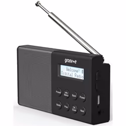 groov-e Geneva Rechargeable DAB & FM Digital Radio - Built-In Alarm Clock & Bluetooth Connectivity - LCD Display - USB