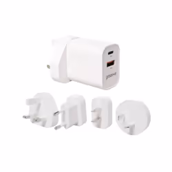 Groov-e USB-C & USB-A Mains Charger 20W with Worldwide Travel Adaptors