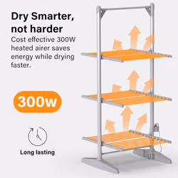 Electric 3-Tier Heated Clothes Dryer Airer Dry Clothing Folding Drying Rack