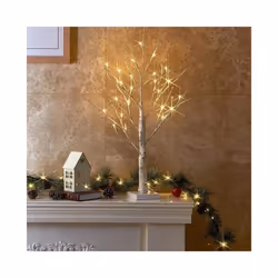 Small Birch Twig Tree Pre-Lit 24 Warm White LED USB Battery Operated Festive - Pre-Lit Twig Tree 2ft