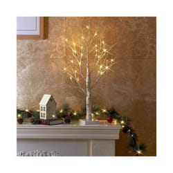 Small Birch Twig Tree Pre-Lit 24 Warm White LED USB Battery Operated Festive - Pre-Lit Twig Tree 2ft