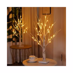 Small Birch Twig Tree Pre-Lit 24 Warm White LED USB Battery Operated Festive - Pre-Lit Twig Tree 2ft x2