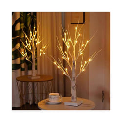 Small Birch Twig Tree Pre-Lit 24 Warm White LED USB Battery Operated Festive - Pre-Lit Twig Tree 2ft x2