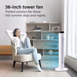 36" Tower Fan Electric Cooling Fan with Remote Control Oscillating Fan Quiet - White