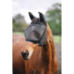 equilibrium Field Relief Midi Fly Mask With Ears Black Blue - Easy Stretch UV Sun Protection and SPF Properties