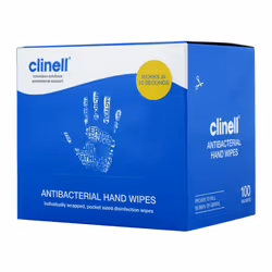 Clinell Antibacterial Hand Wipes - Box of 100 Sachets