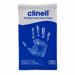 Clinell Antibacterial Hand Wipes - Box of 100 Sachets