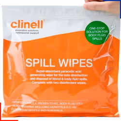 Clinell Body Fluid Spill Disinfectant Wipes Blood Vomit Disposal