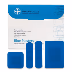 Reliance Medical Blue Dependaplast Plasters with Assorted Sizes for Ref 546 - Pack of 100