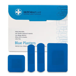 Reliance Medical Blue Dependaplast Plasters with Assorted Sizes for Ref 546 - Pack of 100