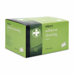 Relipore First Aid Sterile Dressing - Low Allergy Sterile Adhesive Dressings For Wounds, Injuries and Aches, 7.5 cm x 10 cm Pack of 50