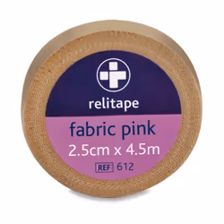 2.5 cm x 4.5 m Pink Relitape Fabric Elastic Strapping Tape
