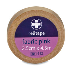 2.5 cm x 4.5 m Pink Relitape Fabric Elastic Strapping Tape