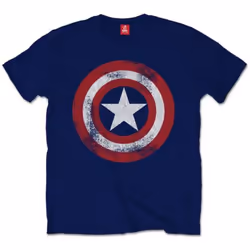 Marvel Captain America 'Shield Distressed' (Navy) T-Shirt - Medium