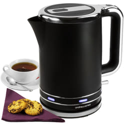 Andrew James Lumiglo Kettle | Electric Cordless Fast Boil Illuminating Jug Kettle | Reusable Filter & Flip Top Lid | Matt Black with Blue LEDs | 3000W