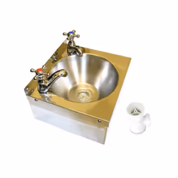 SQUIDÂ® SINK with CROSS TAPS Stainless Steel HAND WASH BASIN Waste, Plug & Trap