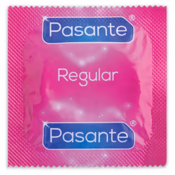 Pasante Regular 144, Male condom, Smooth, Pink, Transparent, Latex, 54 mm, 190 mm