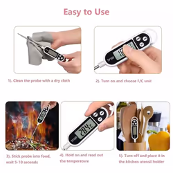 Digital Food Thermometer Temperature Probe Meat Cooking Jam Sugar BBQ