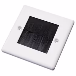 White Single Gang Faceplate with Black BrushWPB50 - White flush single outlet plate with black brushesFacilitates new and tid ...