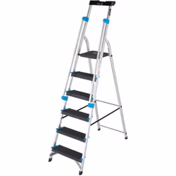 TB Davies 1203-006 Trade Premier XL Step Ladders, 6 Tread, Platform Height 1.3m, Aluminium, Twin Handrails, 10kg Tool Tray, 1 ...