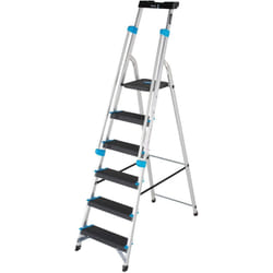TB Davies 1203-006 Trade Premier XL Step Ladders, 6 Tread, Platform Height 1.3m, Aluminium, Twin Handrails, 10kg Tool Tray, 150kg Work Load, EN131