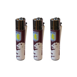 Clipper Aston Villa Football Club Refillable Gas Lighters x 3