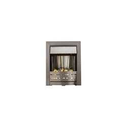 The Adam Helios Brushed Steel Electric Fire with Pebble Bed Glow Effect