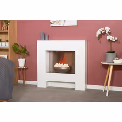 Adam Cubist Electric Fireplace Suite in White, 36 Inch