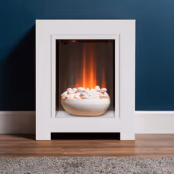 Adam Monet Fireplace Suite in Pure White with Electric Fire, 23 Inch