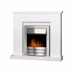 Adam Lomond Fireplace Pure White + Colorado Electric Fire Brushed Steel, 39"