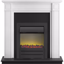 Adam Georgian Fireplace Suite in Pure White with Colorado Electric Fire in Black, 39 Inch