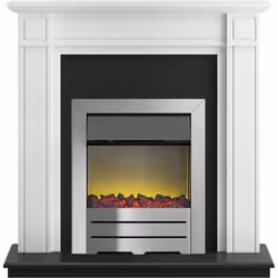 Adam Georgian Fireplace Suite in Pure White with Colorado Electric Fire in Brushed Steel, 39 Inch