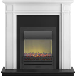 Adam Georgian Fireplace Suite in Pure White with Eclipse Electric Fire in Black, 39 Inch