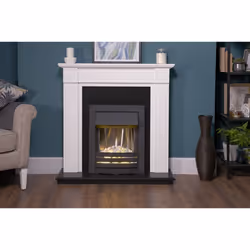 Adam Georgian Fireplace Suite in Pure White with Helios Electric Fire in Black, 39 Inch