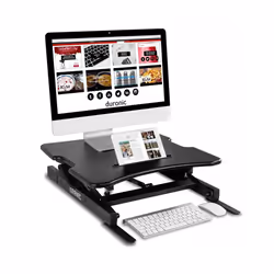 Duronic DM05D18 Sit-Stand Workstation, 55x53cm Desk Platform, Height Adjustable Desktop 15-42cm, Ergonomic Desktop Table Conv ...