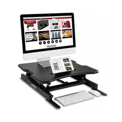 Duronic DM05D18 Sit-Stand Workstation, 55x53cm Desk Platform, Height Adjustable Desktop 15-42cm, Ergonomic Desktop Table Converter (black)