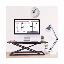 Duronic DM05D20 Sit-Stand Workstation, 74x45cm Desk Platform, Height Adjustable Desktop 5-41cm, Ergonomic Desktop Table Converter (black)