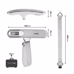 Duronic LS1013 Digital Luggage Scales, Weighs Suitcases, Cabin Bags & Backpacks, 50kg Capacity, Compact, Ideal for Air Flight/Travel/Holiday (silver)