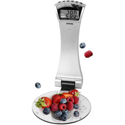 Duronic KS4000 Digital Wall Mounted Kitchen Scales, Glass Platform, 3kg Capacity, LCD Display, Add & Weigh Tare, 1g Precision (silver)