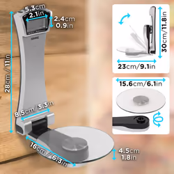 Duronic KS4000 Digital Wall Mounted Kitchen Scales, Glass Platform, 3kg Capacity, LCD Display, Add & Weigh Tare, 1g Precision (silver)