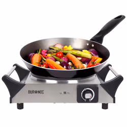 Duronic HP1SS Portable Electric Hot Plate Hob Cooktop Single Boiling Ring Cooker Stainless Steel Table Top Hotplate 1500W wit ...