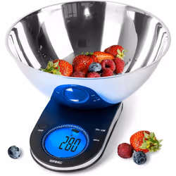 Duronic KS5000 Digital Kitchen Scales, 2L Weighing Bowl, 5kg Capacity, LCD Backlit Display, Add & Weigh Tare Function, 1g Pre ...