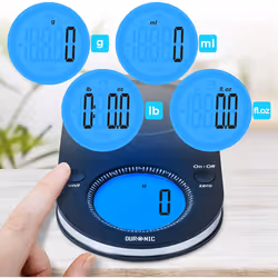 Duronic KS5000 Digital Kitchen Scales, 2L Weighing Bowl, 5kg Capacity, LCD Backlit Display, Add & Weigh Tare Function, 1g Precision (Black/Silver) - Additional view 4