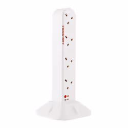 Duronic ST8W - 8 Way 2 Metre Surge Tower Extension Lead Socket - Engineered To Tell You When Its Surge Protected - White