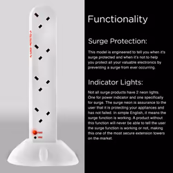 Duronic ST8W - 8 Way 2 Metre Surge Tower Extension Lead Socket - Engineered To Tell You When Its Surge Protected - White