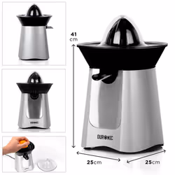 Duronic Citrus Fruit Juicer JE6SR Silver 100W Powerful Citrus Press Juicer / Juice Squeezer Extractor with Dripless Spout